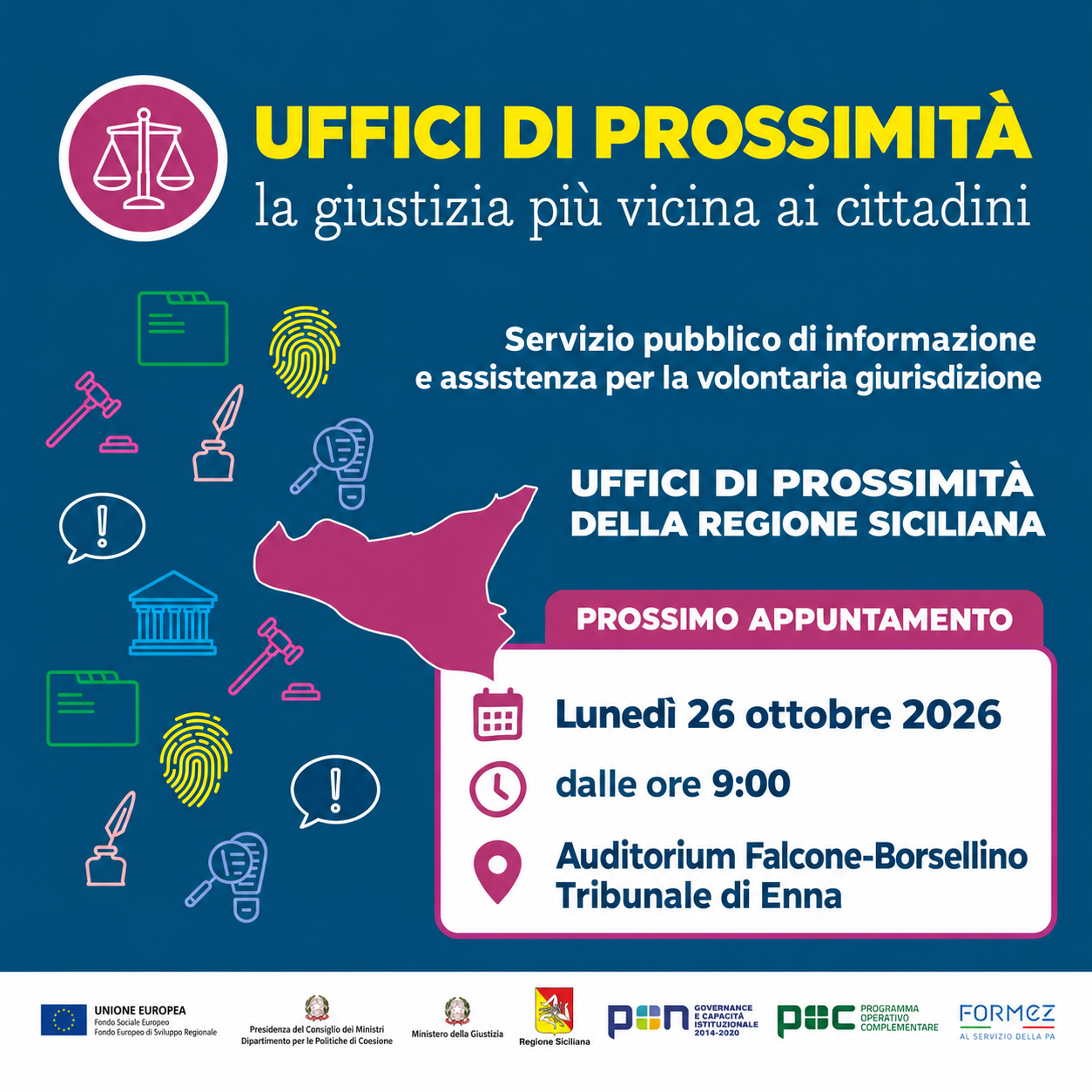 Uffici di Prossimità, a Enna un incontro per raccontare la giustizia più vicina ai cittadini