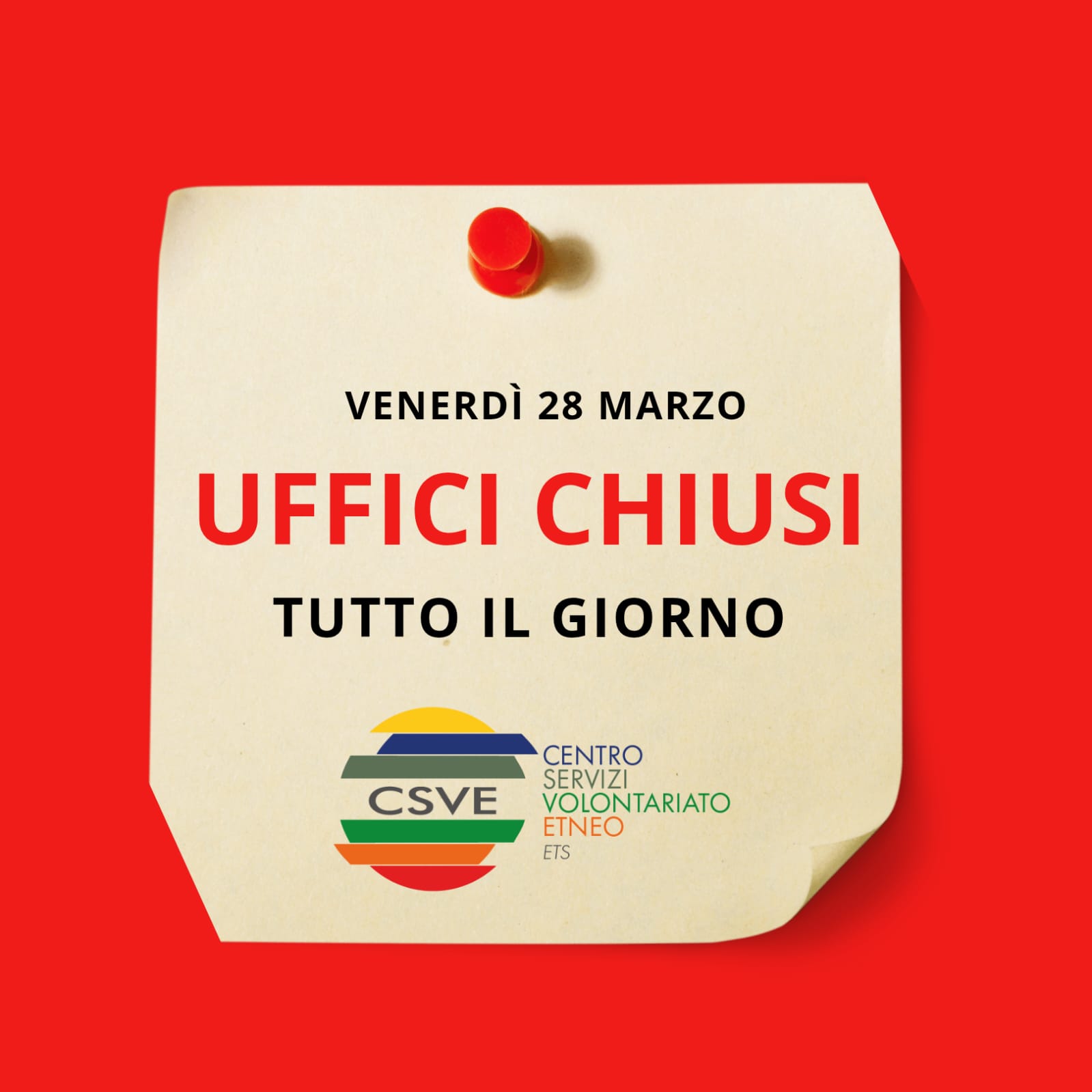 Uffici chiusi Venerdì 28 Marzo