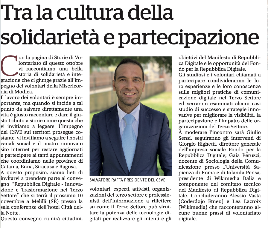 TRA CULTURA DELLA SOLIDARIETÀ E PARTECIPAZIONE