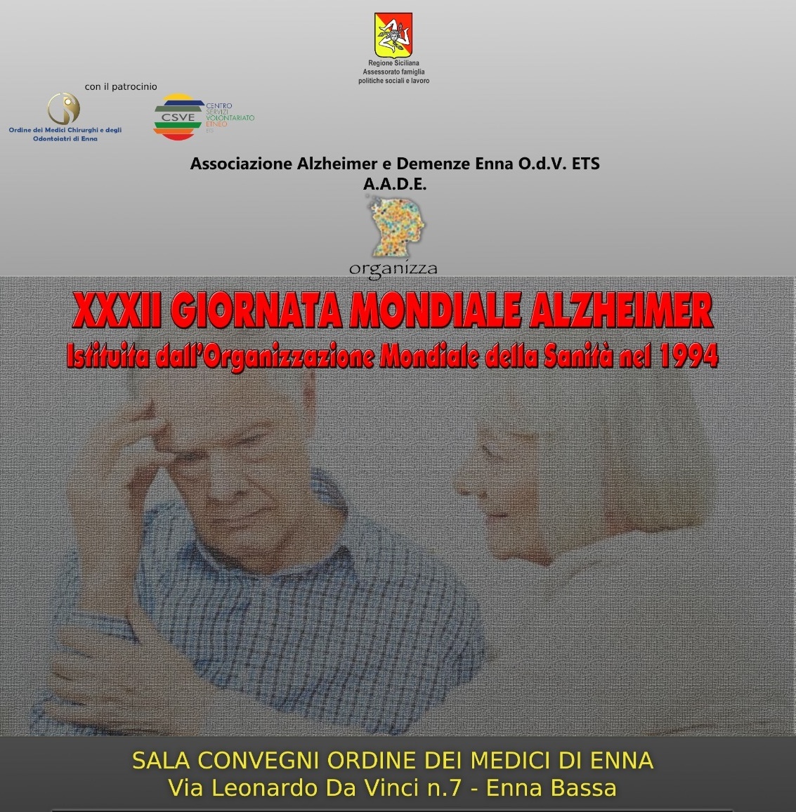 Giornata Alzheimer, incontro a Enna il prossimo 22 settembre