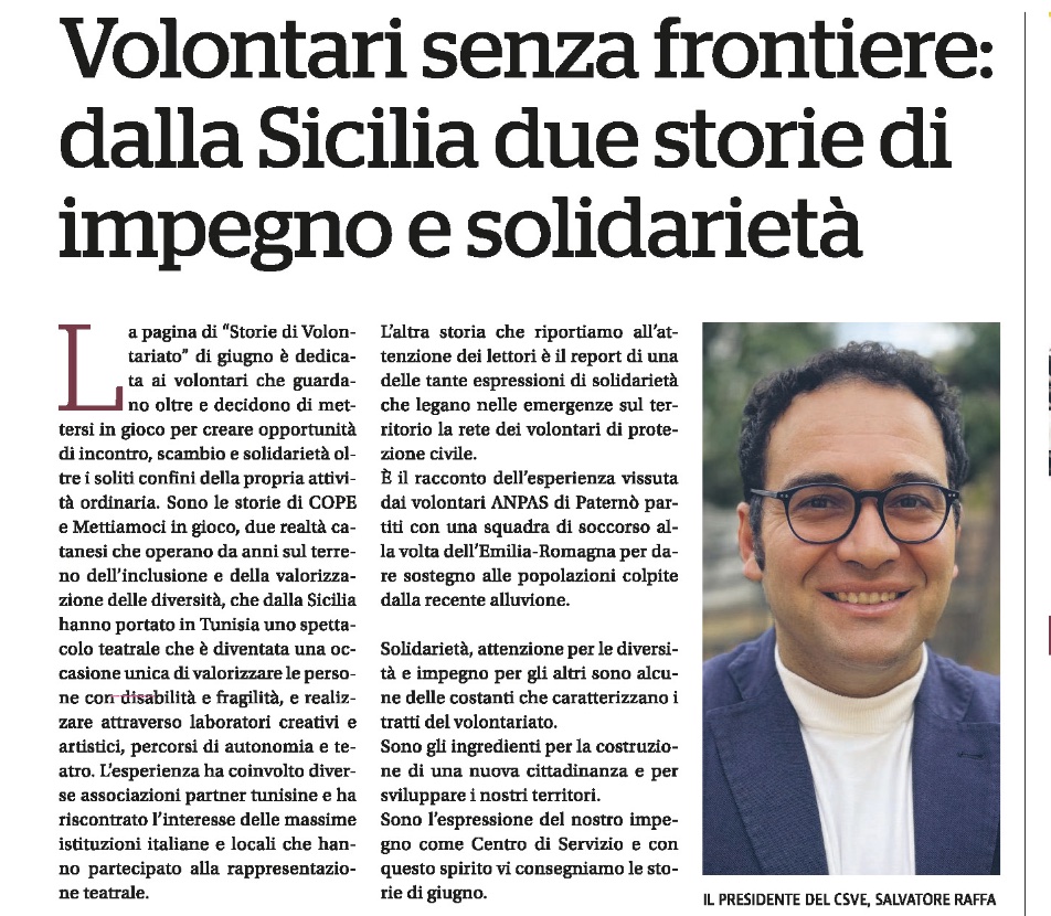 VOLONTARI SENZA FRONTIERE, DUE STORIE DI IMPEGNO E SOLIDARIETÀ