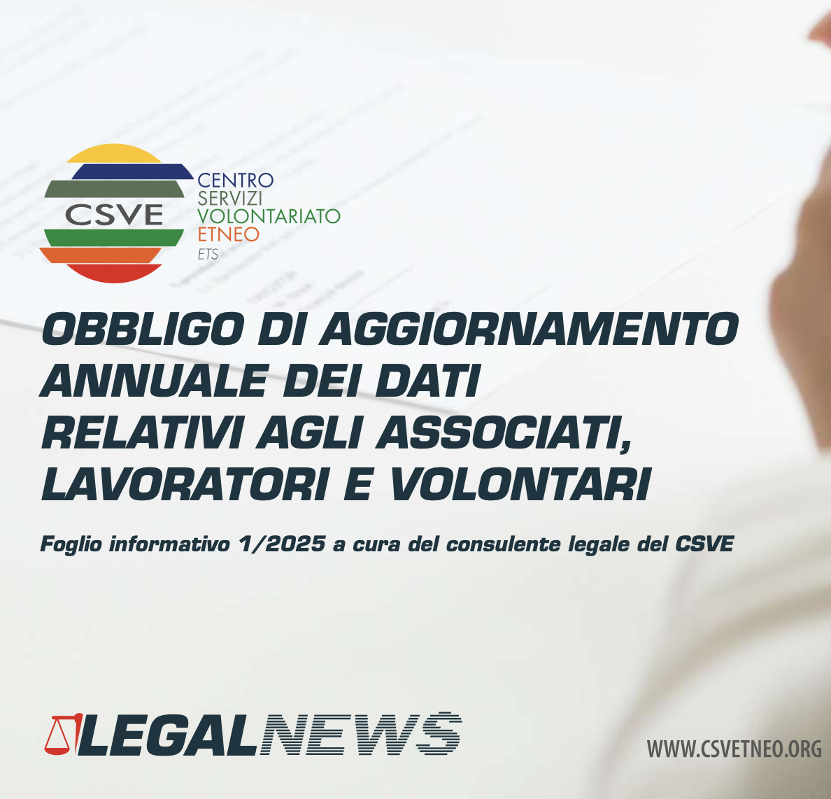 Legal News, foglio informativo dedicato all'aggiornamento annuale dei dati