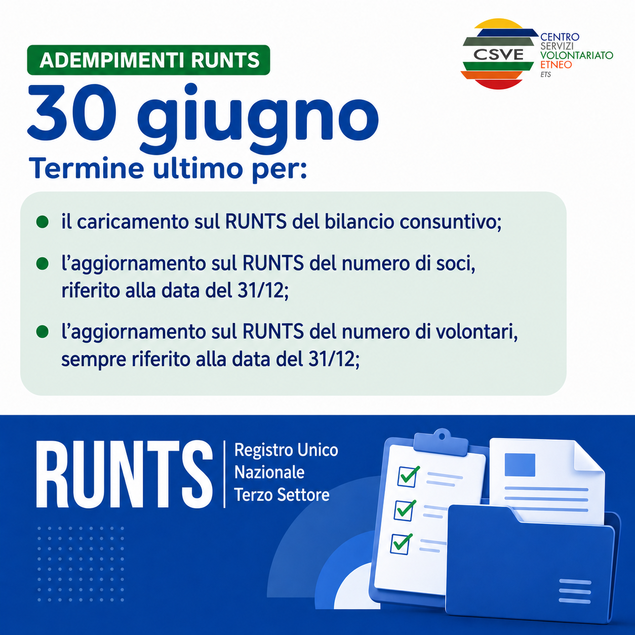 Adempimenti RUNTS: scadenza del 30 giugno per bilancio, soci e volontari